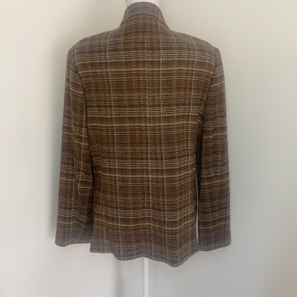 Vintage Plaid Blazer Jacket Brown Tan 14 Plus Size 70’s Preppy Classic Casuall - Picture 11 of 11